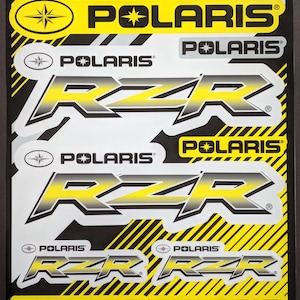 Foglio di adesivi e decalcomanie per grafica fuoristrada laminata giallo raso Polaris RZR