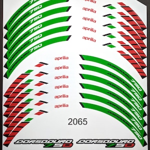 Wheel Rim Sticker Set for Aprilia Dorsoduro 750 Motorcycle Green and White Stripes Laminated