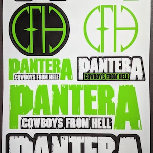 Pantera Sticker Set for Cowboys From Hell Trash Metal Band Laminated Decals