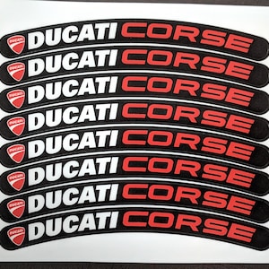 8x Ducati Corse Wheel Decals for Ducati 848 999 1098 1198 Laminated Stickers Set