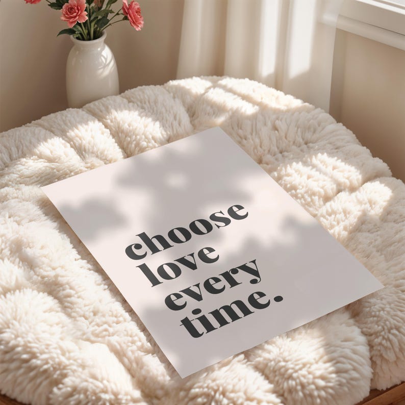 Choose Love Wall Print: Black and Beige Inspirational Quote Poster ...