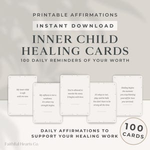 Inner Child Healing Affirmation Cards: Shadow Work Deck (PDF Downloadable Cards A4 Landscape Format)