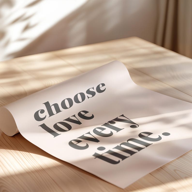 Choose Love Wall Print: Black and Beige Inspirational Quote Poster ...