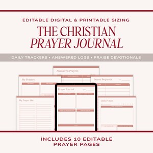 Diario de oración cristiana: planificador de fe editable, registro diario, registro de oraciones respondidas (descarga digital)