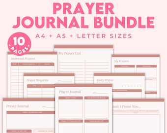 Christian Prayer Journal Printable Bundle: Faith Planner & Tracker (Digital PDF)