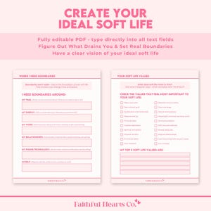 Fully editable PDF soft life workbook - type directly into text boxes or print and handwrite for flexible use
