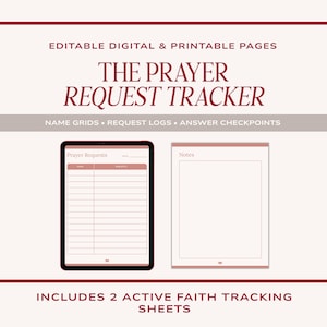 Prayer Request Tracker PDF: Printable Faith Journal Page, Digital Christian Planner, Family Devotional Log
