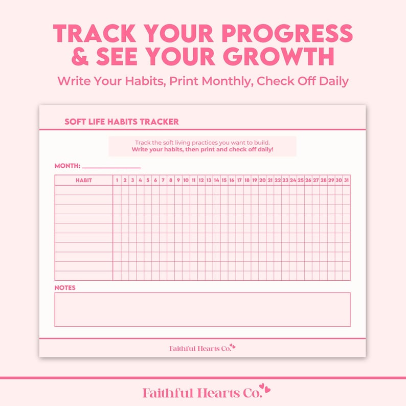 Soft life habits tracker and self-care checklist printable pages for tracking rest, boundaries, and intentional living practices
