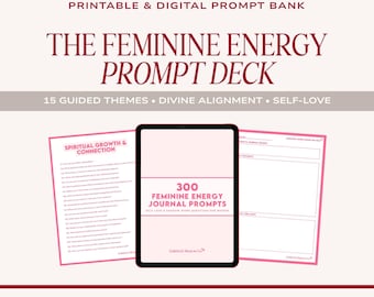 Feminine Energy Prompts PDF: 300 Divine Alignment Questions, Self-Love Journal Bank (A4/Letter)