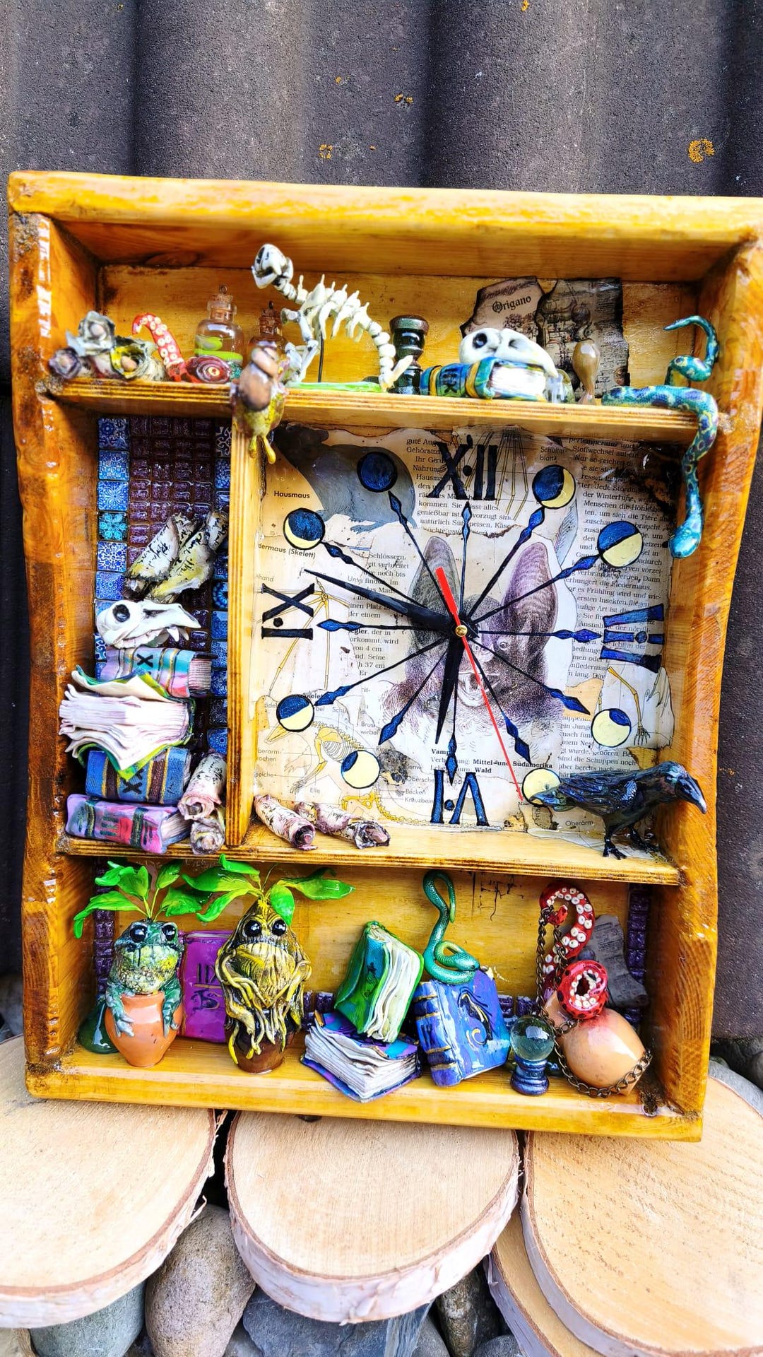 This One-of-a-kind Handmade Wall Clock is a Miniature World Inspired by ...