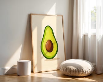 Minimalistische Avocado Illustration Moderne digitale Wand Kunst druckbare Home Dekor grünes Essen Kunst