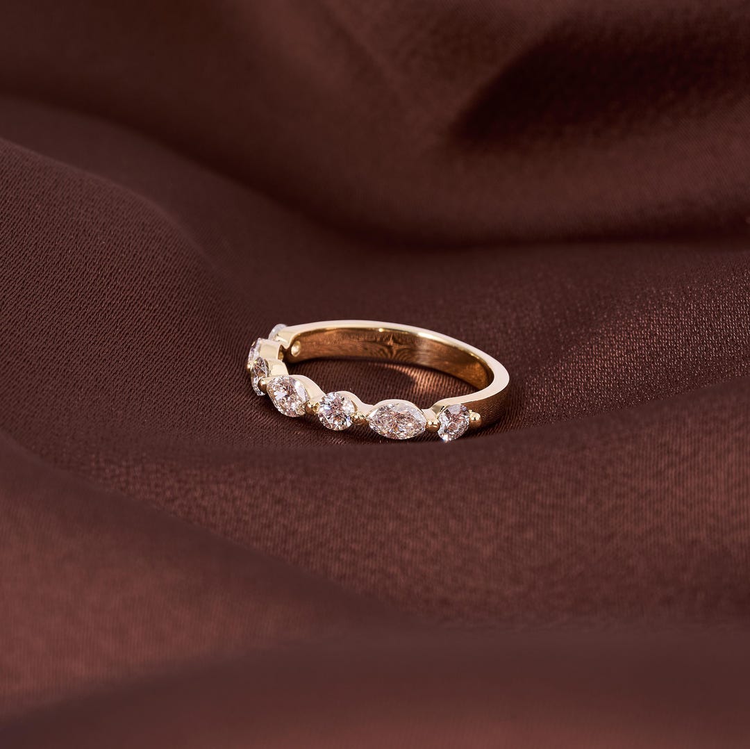 Lab Grown Diamond Eternity Ring | Marquise Round Brilliant Cut 7 Stone ...