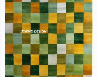 Handmade Geometric Wool Area Rug 9x12, Modern Boho Carpet