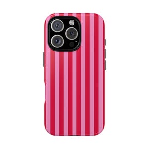 Pink and Red Striped Phone Case - Retro Bold Aesthetic Cover for iPhone & Samsung