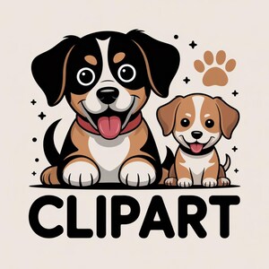 犬と子犬のクリップアートバンドル。Cricutカード、スクラップブッキング、クラフト、ペーパープロジェクト用のキュートでクールなデジタルダウンロード