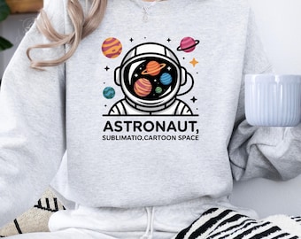 Dessin animé astronaute PNG : modèle de t-shirt planètes galactiques (téléchargement numérique)