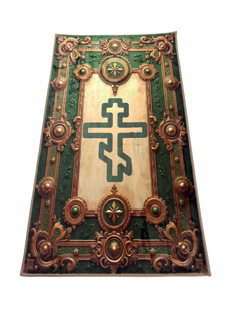 Coptic Cross Prayer Mat, Christian Velvet Soft Rug, Non-slip Floor Mat ...