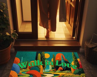 Christian Doormat, Religious Welcome Mat, Walk in Love Door Mat, Faith Home Decor, Housewarming Gift, Front Door Rug, Farmhouse Entry Mat