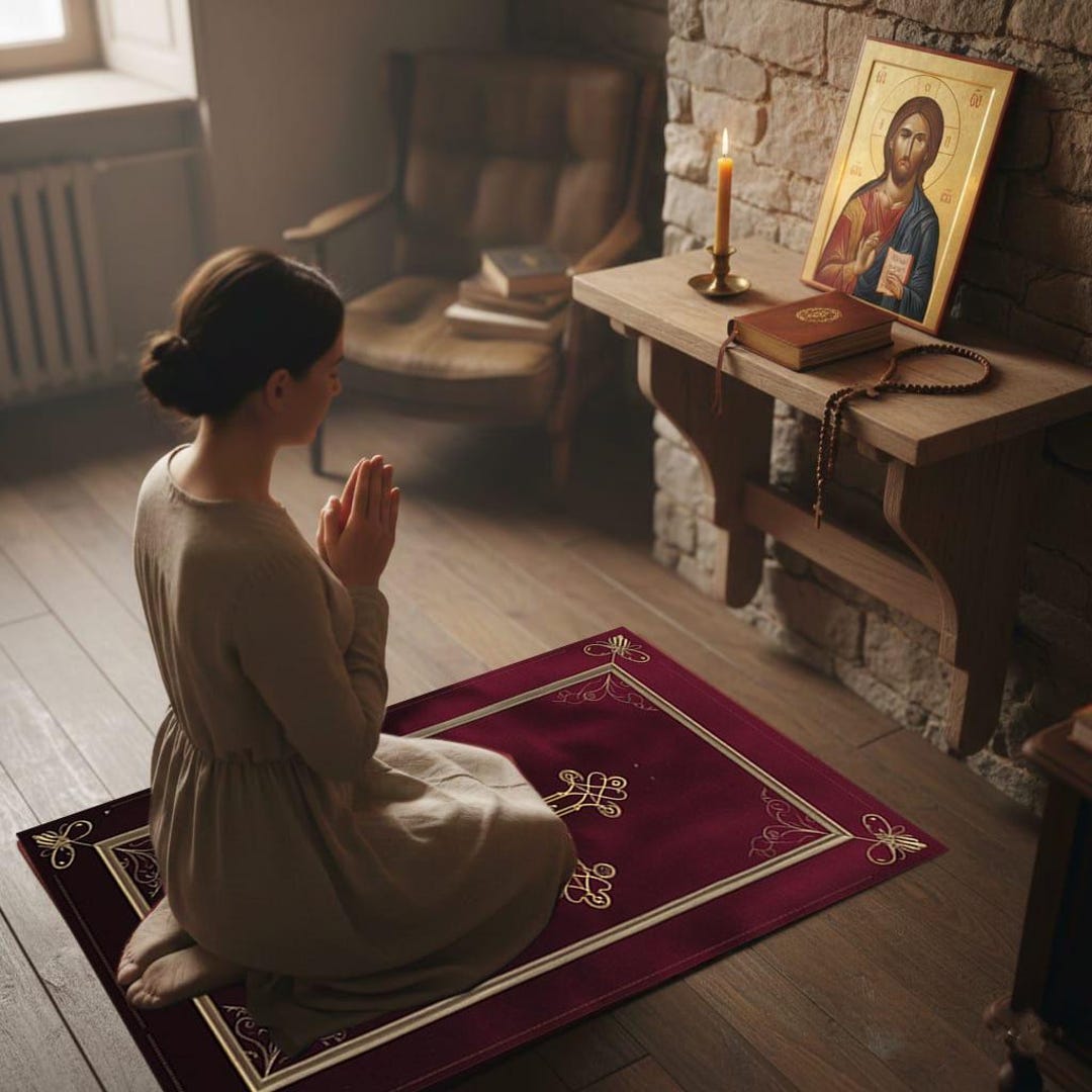 Orthodox Rug Custom Burgundy Orthodox Prayer Rug for Kneeling Prayer , Comfortable ...