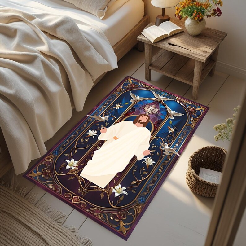Jesus Rugs Graphics Jesus Christ Catholic Prayer Rug: Christian Home Decor - Etsy