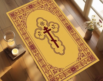 IC XC NIKA Orthodox Prayer Rug - Christian Cross Mat