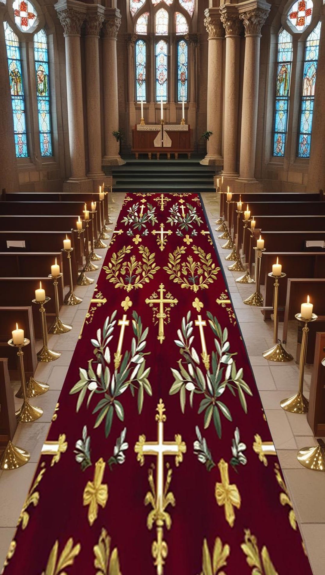 Custom Church Runner Rug: Washable Polyester Chenille Aisle Decor - Etsy