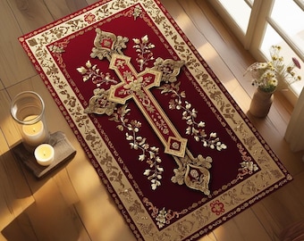 Prayer Rug Christian Orthodox, Faith-Inspired Mat for Devotion