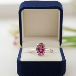 Natural Ruby gemstone| Oval cut | 925 Sterling Silver Solitaire Ring | July Birthstone Healing Gemstone Jewelry | Handmade Jewellery