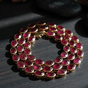 Natural Ruby Necklace | Oval Cut Ruby Gemstone Gold Plated Necklace | July Birthstone Jewelry | Anniversary Gift for Her