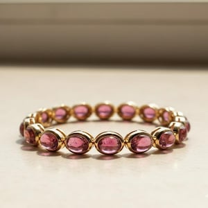 Natural Ruby Bracelet | Gold Plated Oval Ruby Gemstone Tennis Bracelet | July Birthstone Jewelry Gift for Her