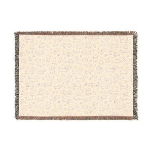 Couverture tissée à motif de carte pixel | Motif géométrique rétro, beige pastel et lilas