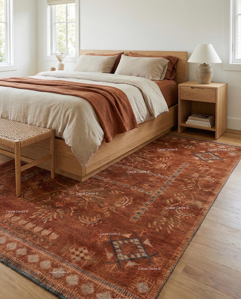 Rust Hand Knotted Oushak Rug – Wool Pile Turkish Knot 8x10 9x12 Area ...