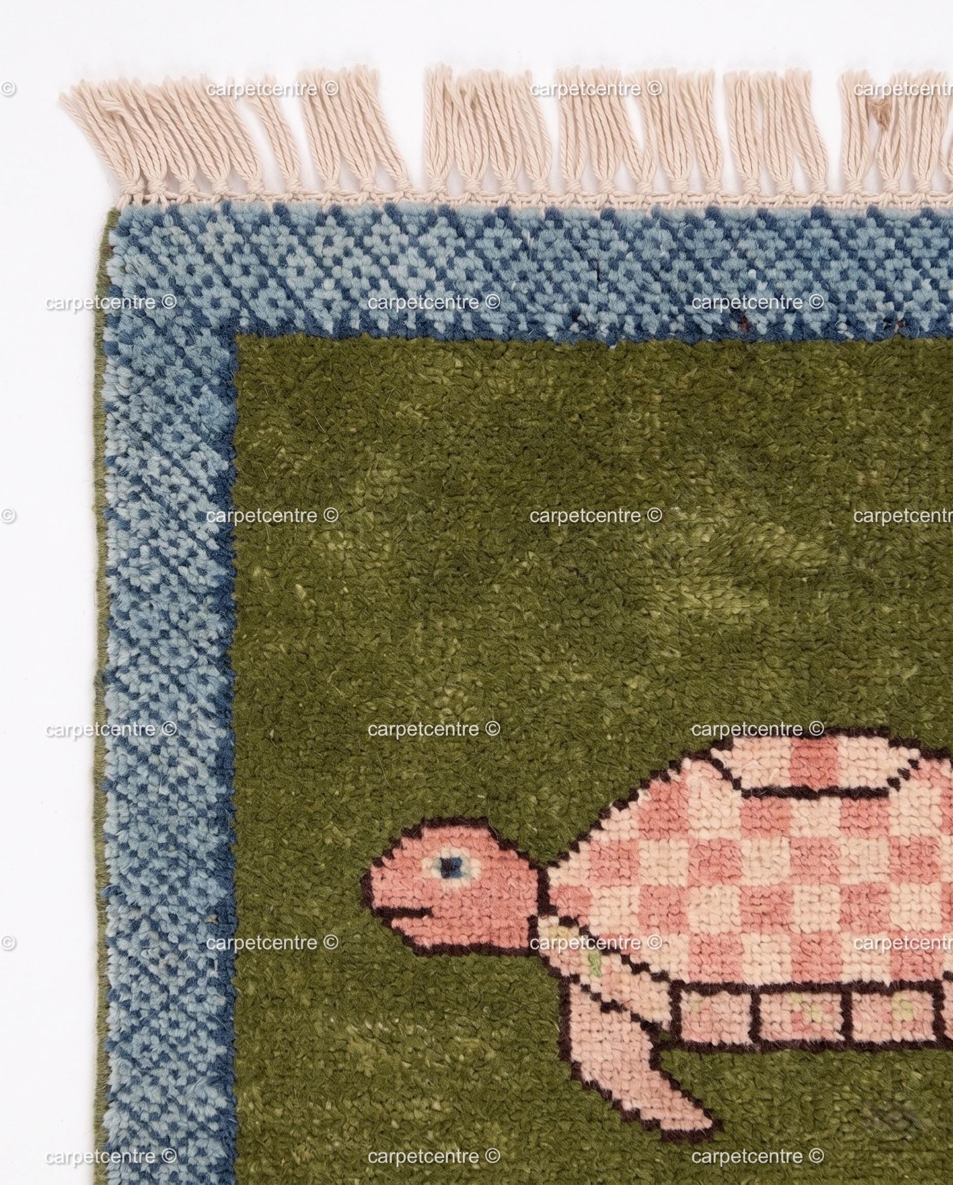 Tortoise Shell Rug Handmade Wool Turtle Runner Rug – Olive Green Tortoise Design Hallway ...