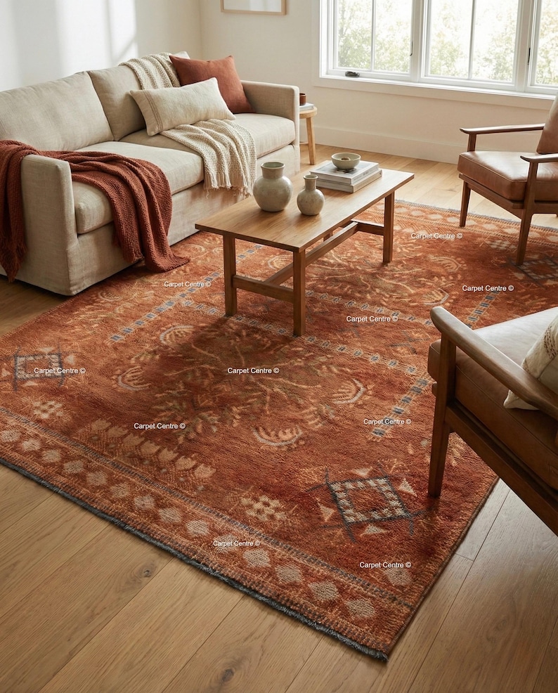 Rust Hand Knotted Oushak Rug – Wool Pile Turkish Knot 8x10 9x12 Area ...