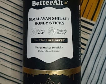 Palitos de Shilajit del Himalaya Better Alt Pure con miel orgánica, naturalmente dulces, 30 palitos.