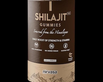 Nirvasa Original Shilajit Plus Gummies (60N) für Kraft, Energie & Ausdauer | Tamarinde Geschmack | Für Männer und Frauen | (1er Pack)