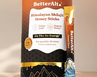 Better Alt Pure Himalaya Shilajit 30 Sticks mit natürlich süßem Karamellgeschmack aus biologischem Honig