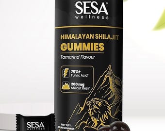 Sesa Himalaya Shilajit Gummis | 70% + Fulvosäure, Tamarindengeschmack (30 Graf)
