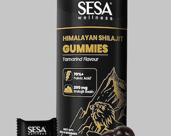 Sesa Himalaya Shilajit Gummis | 70% + Fulvosäure, Tamarindengeschmack (60 Graf)