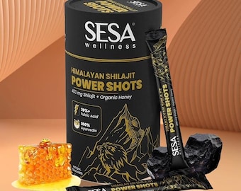 Shilajit del Himalaya Power Shots / Miel orgánica, más del 70 % de ácido fúlvico