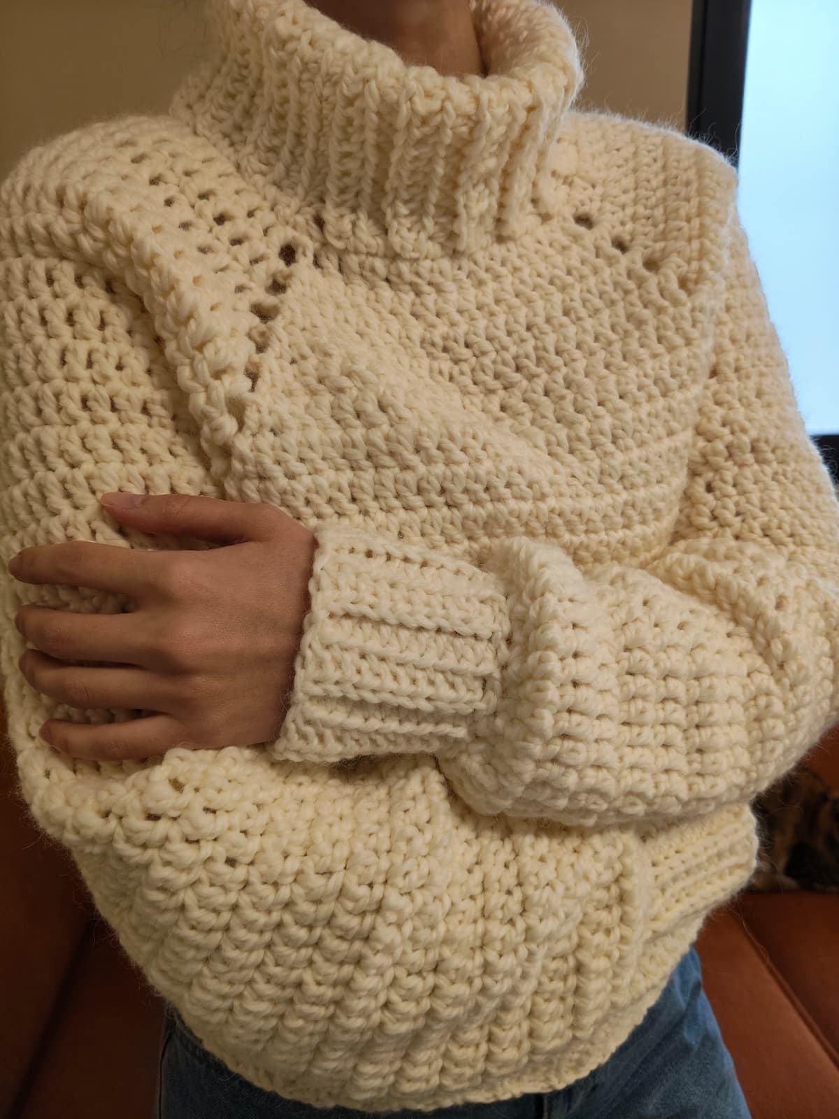 Svea Top-Down Turtleneck Sweater Crochet Pattern