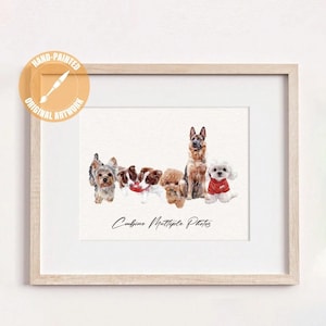 Mini Custom Watercolor Pet Portrait, Dog Portraits From Photos,Cat Portraits From Photos, Pet Painting, Custom Tiny Paintings, Miniature