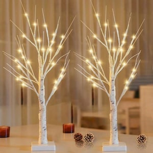 18&quot; decoratieve boom met miniverlichting, led-batterijdoos aangedreven, verlichte berkenboom, Scandinavische stijl romantische decoratie woonverlichting