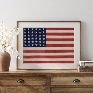 American Flag, Rustic flag, Vintage Flag, Canvas Hanging Picture, Framed, Wall Arts, Posters, American Flag Day Decor, 4th Of July Wall Art