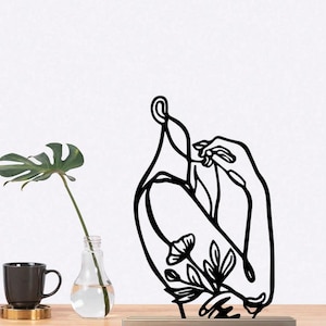 Women Silhouette,Woman Line Art, Wood Based Metal Shelf Decor, Minimal Tabletop Decor, Shelf Decor Accents, Metal Home Decor