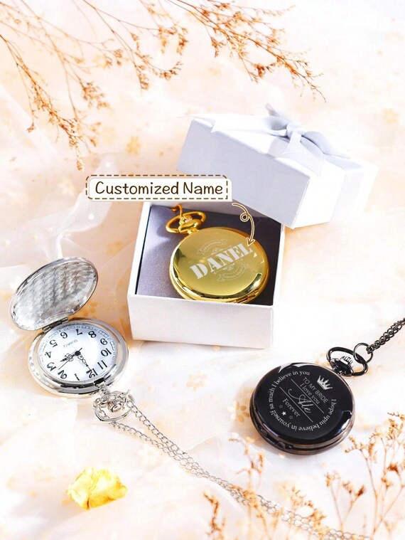 Custom Engraved Pocket Watch, Wedding Gift for Groomsmen