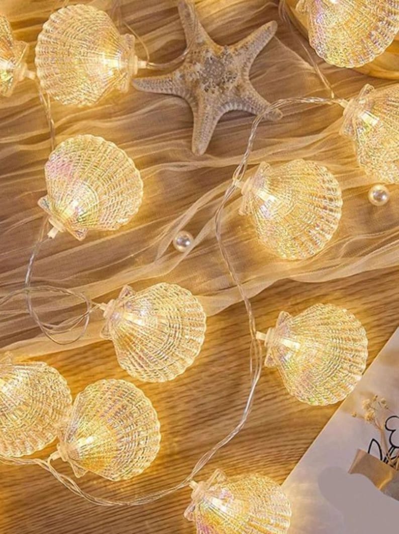 LED Seashell String Lights: Beachy Home & Party Decor - Etsy