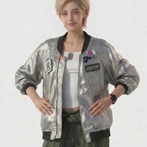 Ace Combat Tasha Jacket, AC 8 Wings Of Theve Cosplay Jacket, Gaming Satin Bomber, Cosplay Outerwear