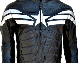 Herren Captain Winter Soldat Echtlederjacke | Schwarzer Superheld Style