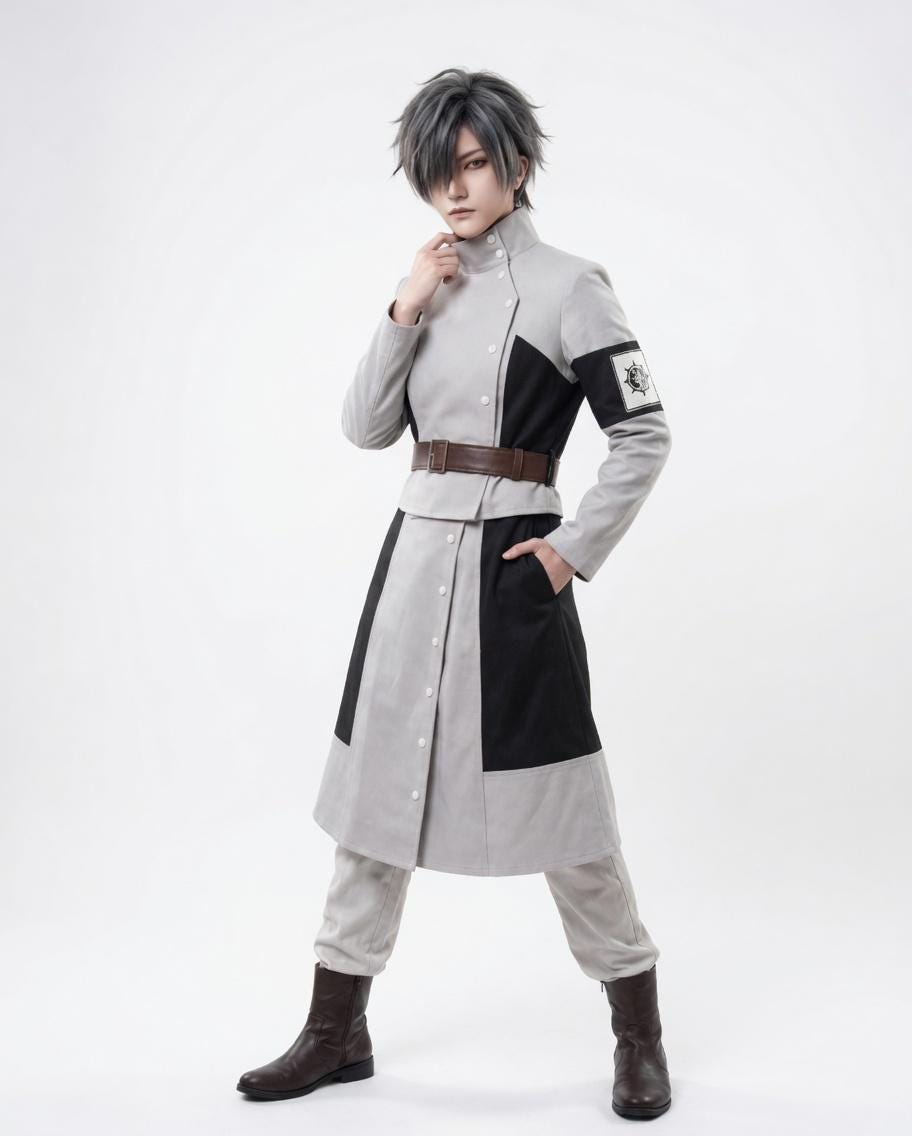 HAYASHI製/NOSAWA論外.Used costume Gachiakuta Eishia Stilza Cosplay Long Coat High Collar Gray Black